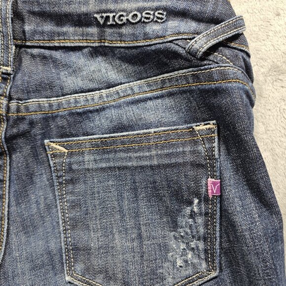 Vigoss Jagger Skinny Jeans Women's Size 26x31 Blue Denim Embroidered Distressed - Picture 4 of 14